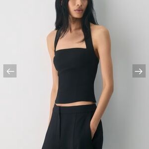 Women's Black Square-Neck Halter Top